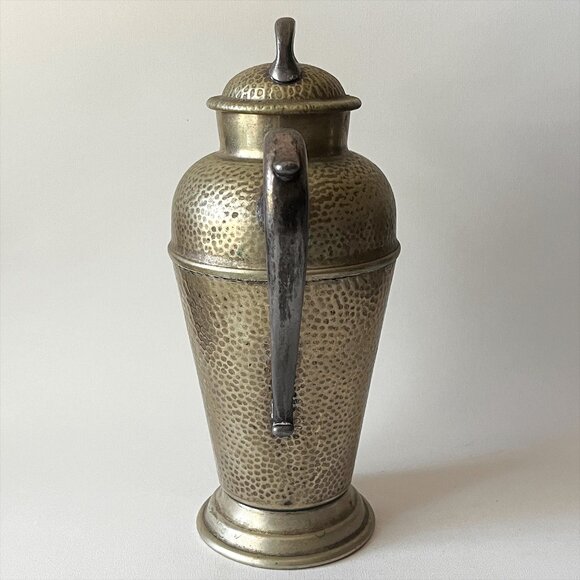 Vintage Cocktail Shaker Hammered Nickel Silver Silver Plated Barware - Picture 2 of 11